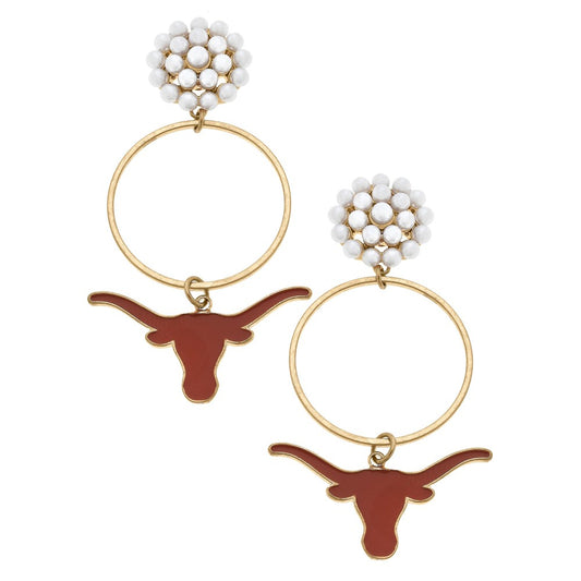 Longhorn Pearl Cluster Drop Earrings