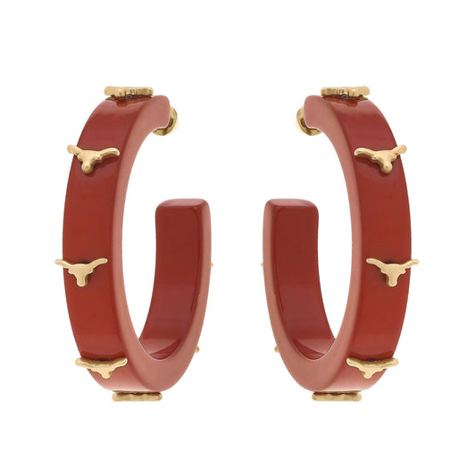 Longhorn Drop Hoop Earrings