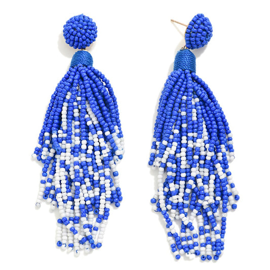 Beaded Tassel Drop Earrings