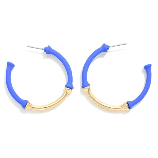 Matte Coated Metal Bamboo Hoop Earrings