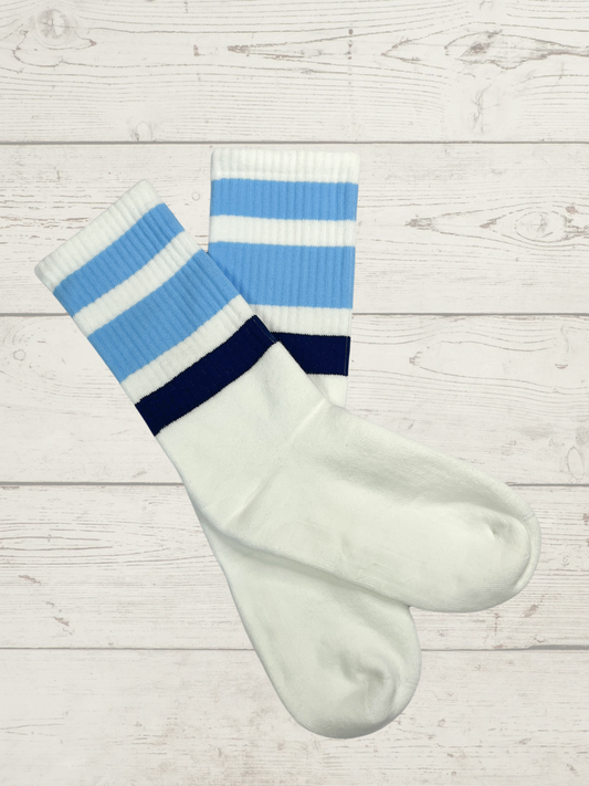 Socco Socks White & Columbia Blue