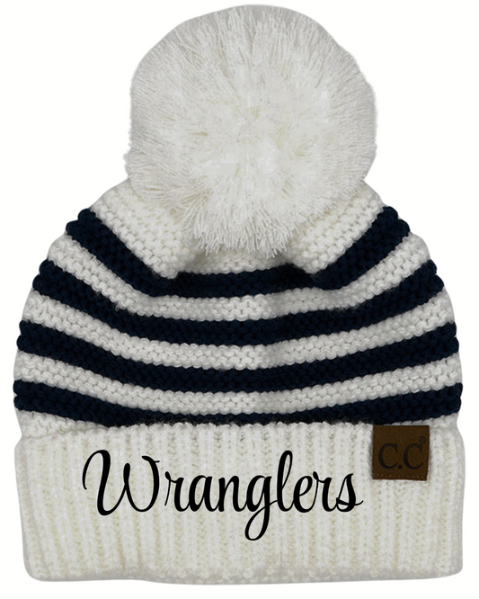 Knit Pom Stripe C.C Beanie