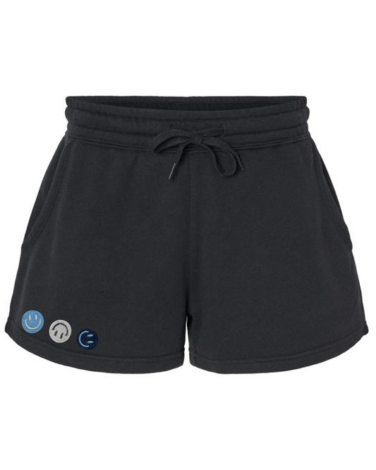 Fleece Black Smiley Shorts