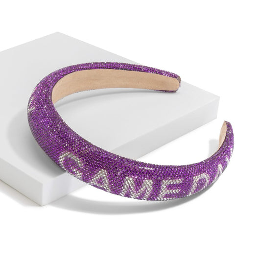 Rhinestone Cushion Headband Purple/White