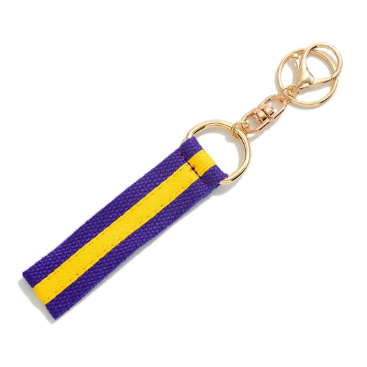 Purple & Gold Striped Game Day Keychain