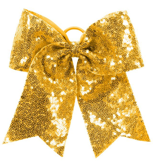 Cheer Bow Sequin Gold