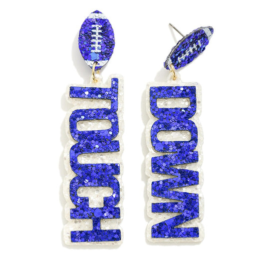 Touch Down Glitter Football Earrings