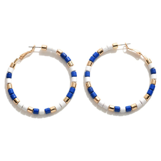 Beaded Game Day Hoop Earrings