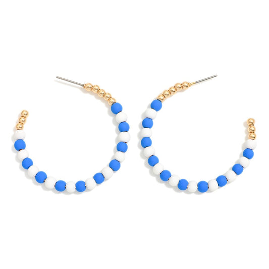 Beaded Game Day Hoop Earrings