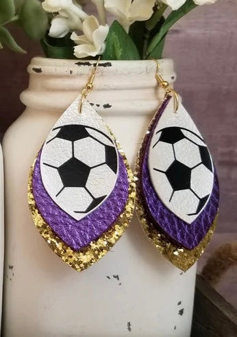 Soccer Leaf  Glitter Earrings