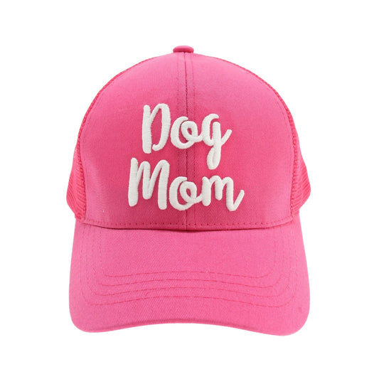 Dog Mom Embroidered CC High Ponytail Hat