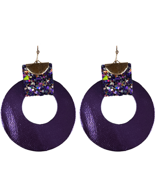 Purple Round Drop Earrings